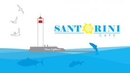 Логотип Santorini, кафе на берегу моря Санторини г. Одесса