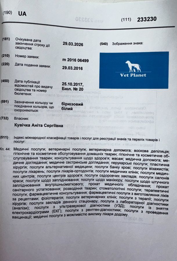 Відгуки про “Vet planet, ветеринарна клініка” - фото 1