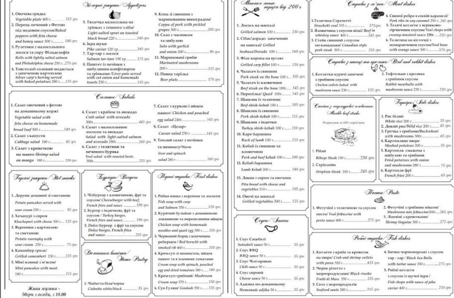 Лучшие рестораны Черкасс в 2021 году