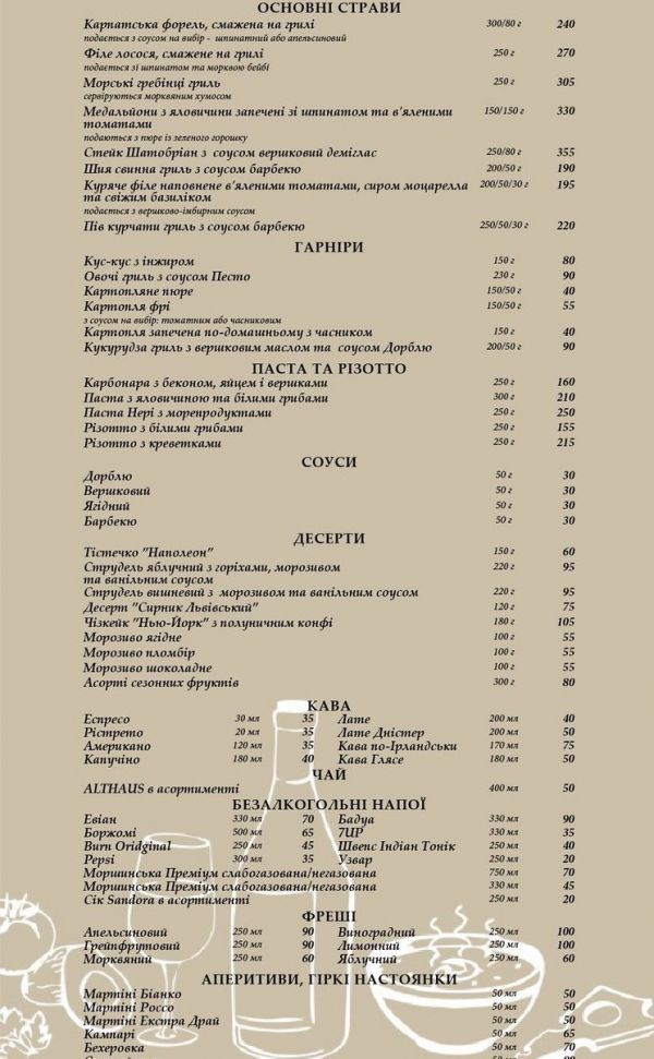 Список популярных ресторанов Львова с панорамным видом