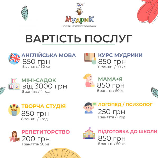 Дошколярик в Кривом Роге: стоимость и условия подготовки